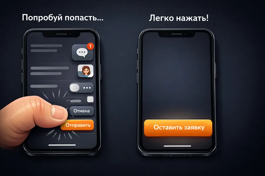 Кнопки на мобильной версии сайта